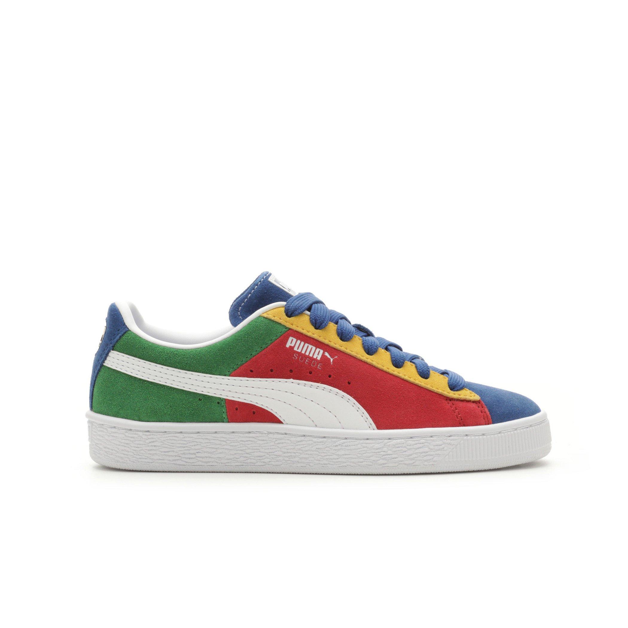 PUMA Suede XXI Primary Grade School Boys Red Green Blue Shoe